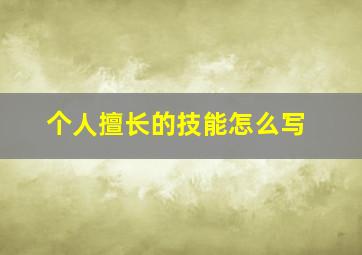 个人擅长的技能怎么写