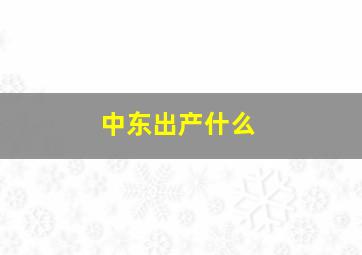 中东出产什么