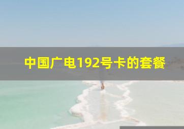 中国广电192号卡的套餐