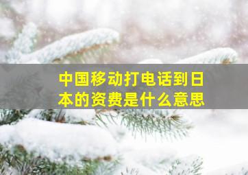 中国移动打电话到日本的资费是什么意思