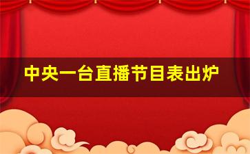 中央一台直播节目表出炉