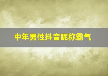 中年男性抖音昵称霸气