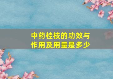 中药桂枝的功效与作用及用量是多少