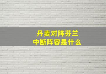 丹麦对阵芬兰中断阵容是什么