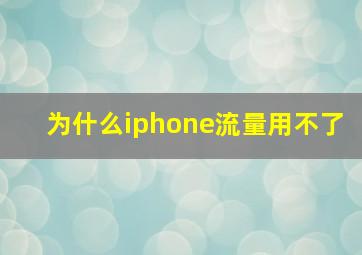 为什么iphone流量用不了