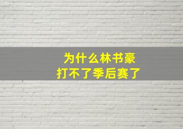 为什么林书豪打不了季后赛了