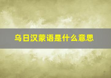 乌日汉蒙语是什么意思