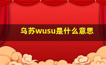 乌苏wusu是什么意思