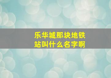 乐华城那块地铁站叫什么名字啊