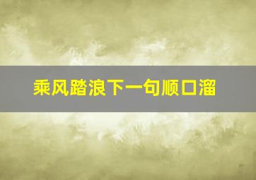 乘风踏浪下一句顺口溜