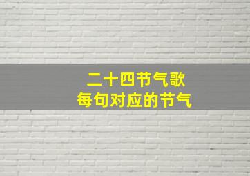 二十四节气歌每句对应的节气