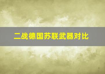 二战德国苏联武器对比