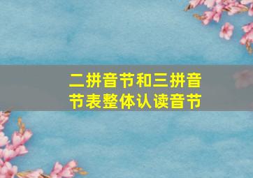 二拼音节和三拼音节表整体认读音节