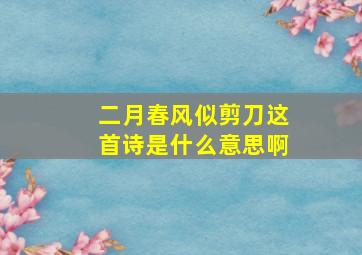 二月春风似剪刀这首诗是什么意思啊