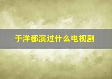 于洋都演过什么电视剧