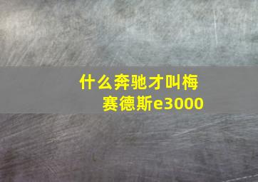 什么奔驰才叫梅赛德斯e3000