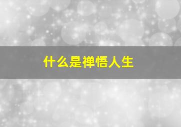 什么是禅悟人生