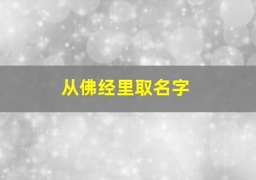 从佛经里取名字