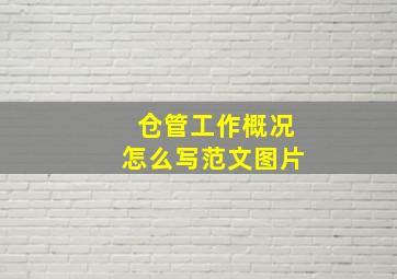 仓管工作概况怎么写范文图片