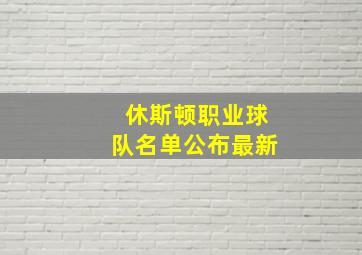 休斯顿职业球队名单公布最新