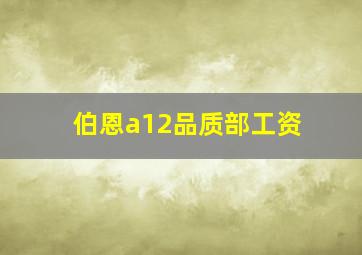 伯恩a12品质部工资