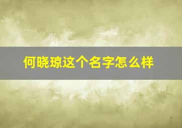 何晓琼这个名字怎么样