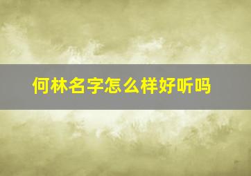 何林名字怎么样好听吗