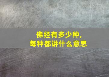 佛经有多少种,每种都讲什么意思