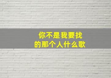 你不是我要找的那个人什么歌