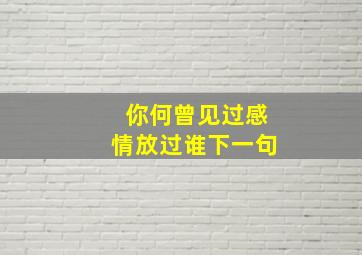 你何曾见过感情放过谁下一句