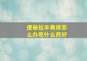 便秘拉羊粪球怎么办吃什么药好