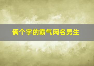 俩个字的霸气网名男生