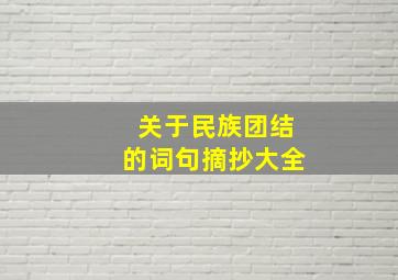 关于民族团结的词句摘抄大全