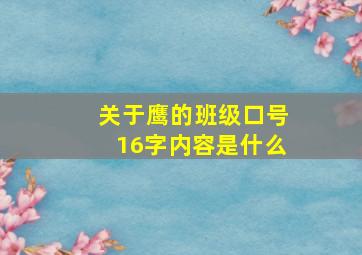 关于鹰的班级口号16字内容是什么