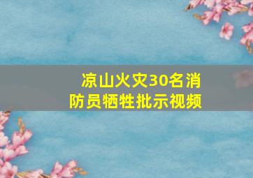 凉山火灾30名消防员牺牲批示视频