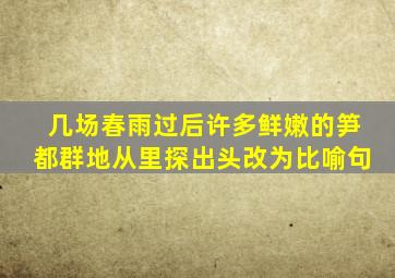 几场春雨过后许多鲜嫩的笋都群地从里探出头改为比喻句