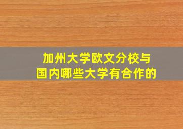 加州大学欧文分校与国内哪些大学有合作的