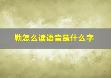 勒怎么读语音是什么字