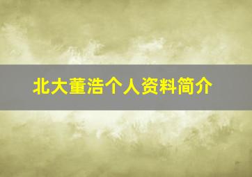 北大董浩个人资料简介