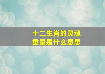 十二生肖的灵魂重量是什么意思