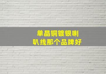 单晶铜镀银喇叭线那个品牌好