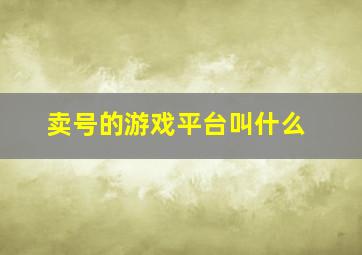 卖号的游戏平台叫什么