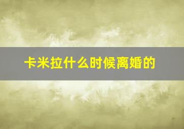 卡米拉什么时候离婚的