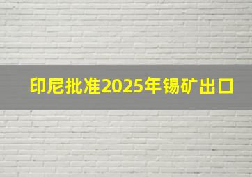 印尼批准2025年锡矿出口