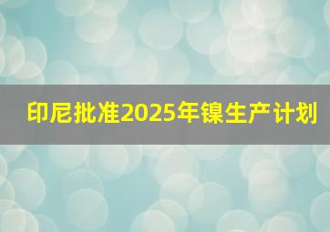 印尼批准2025年镍生产计划