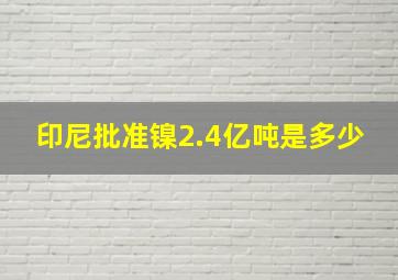 印尼批准镍2.4亿吨是多少