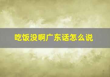 吃饭没啊广东话怎么说