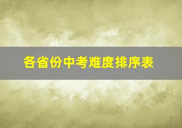 各省份中考难度排序表