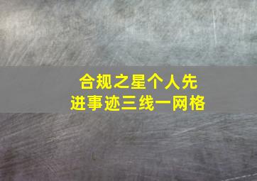 合规之星个人先进事迹三线一网格