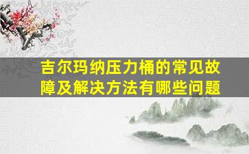 吉尔玛纳压力桶的常见故障及解决方法有哪些问题